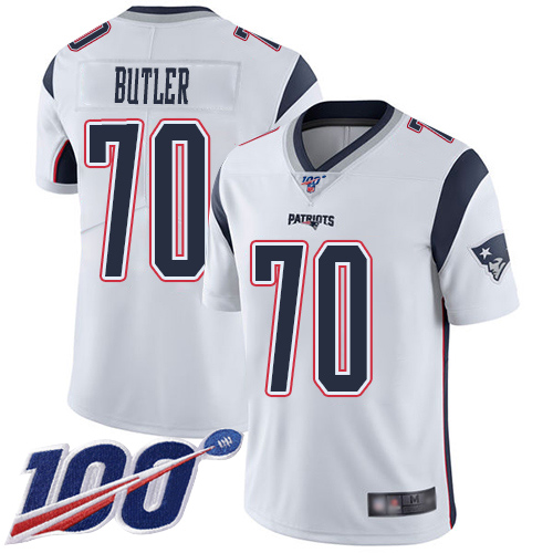 New England Patriots Football #70 Vapor Untouchable 100th Season Limited White Men Adam Butler Road NFL Jersey